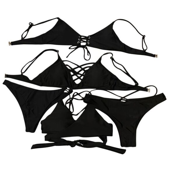 SHEIN Bundle of Black Bikini Tops & Bottoms Women’s Small - Picture 1 of 14